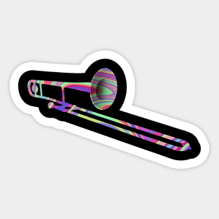 Trombone Silhouette: Rainbow Swirl Sticker